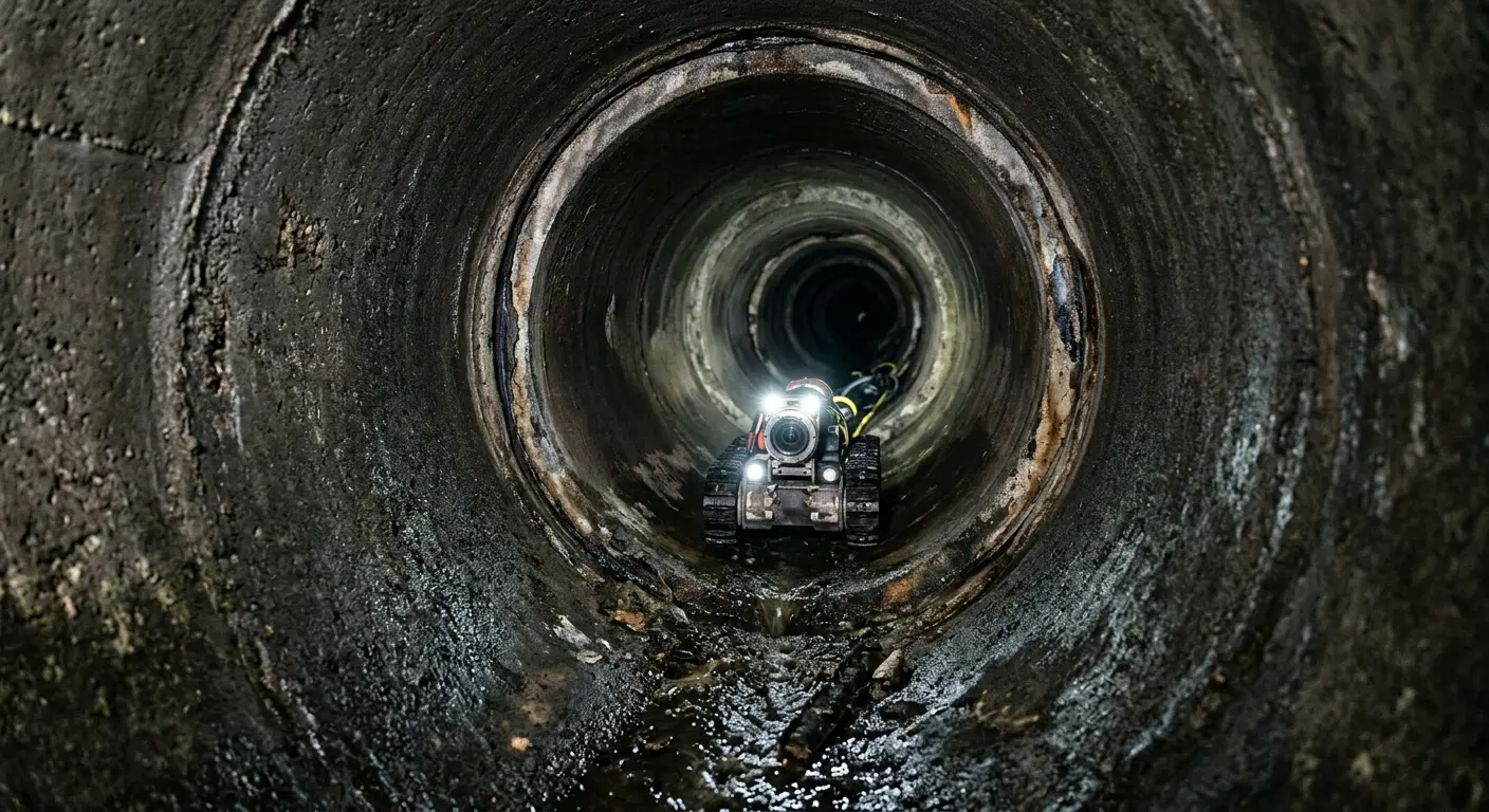 Robotic sewer camera inspecting pipe interior for Sewer Line Cleaning in Clifton